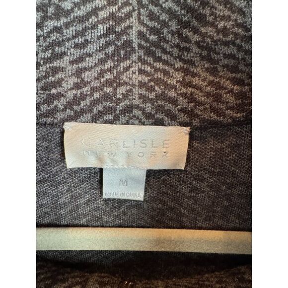 CARLISLE NEW YORK black gray stretch knit full zip high-low jacket blazer size M - Picture 6 of 10